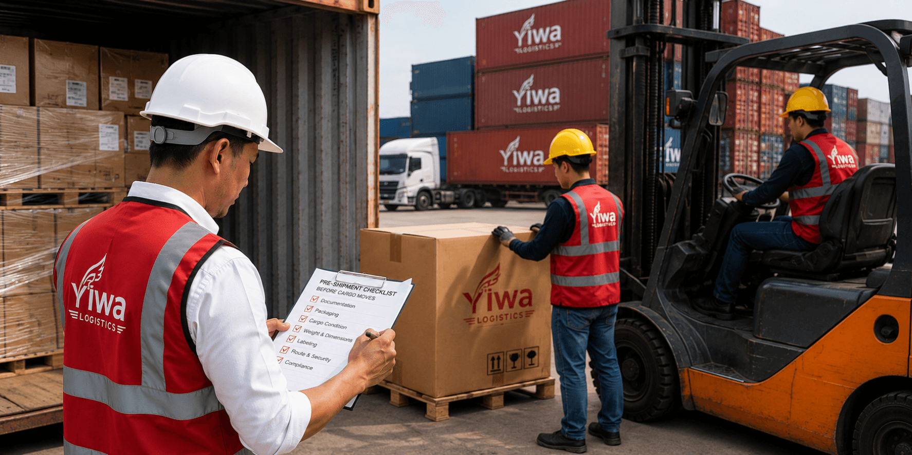 Warehouse boxes prepared for route planning and customs review